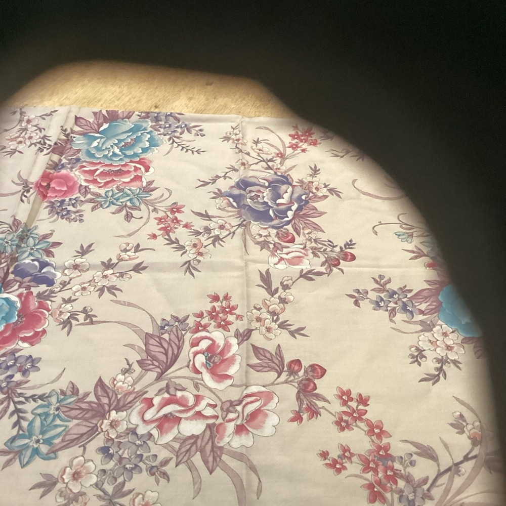Vintage Kessler Design Concord Fabrics Floral Cotton Blend 1.25 Yards Off White